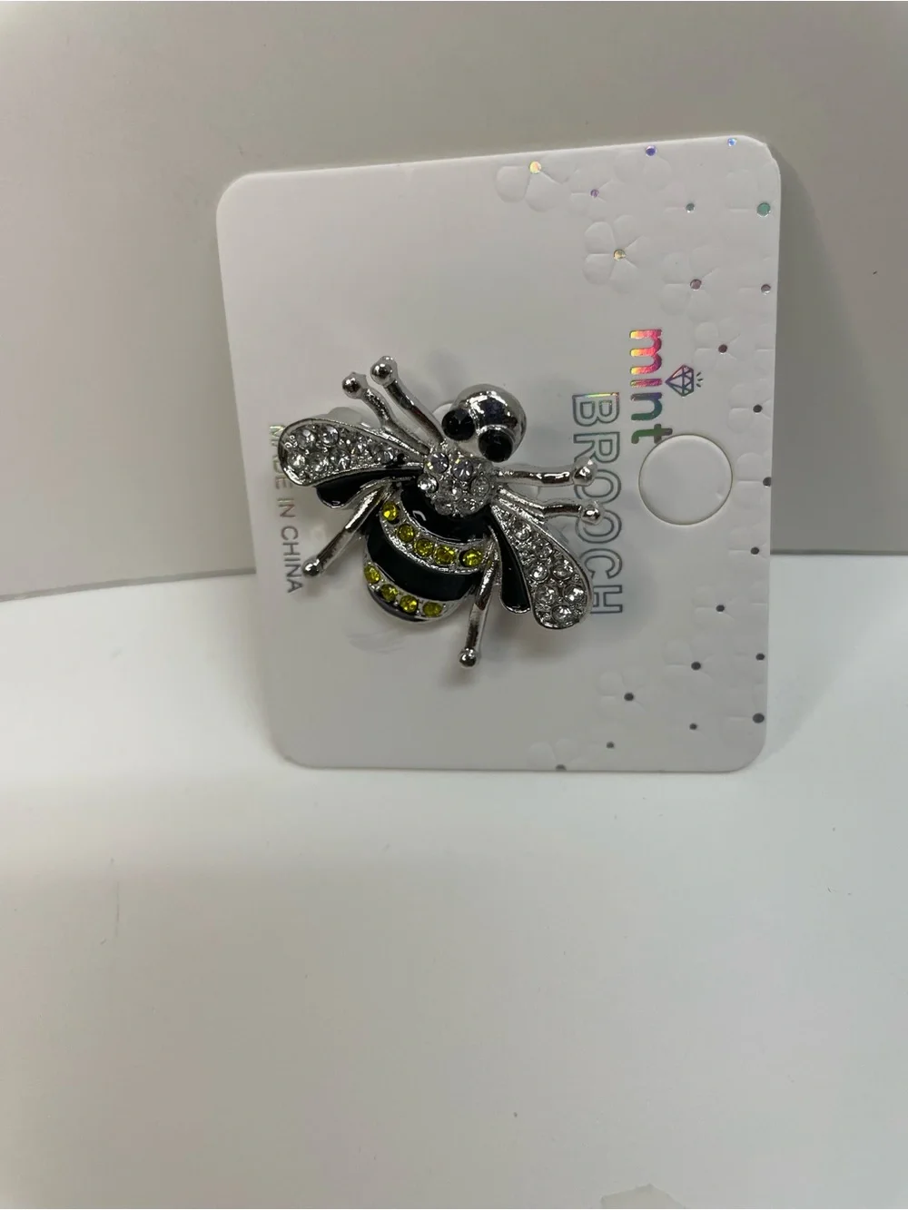 Bee Brooch in Silver, Black and Yellow NWT